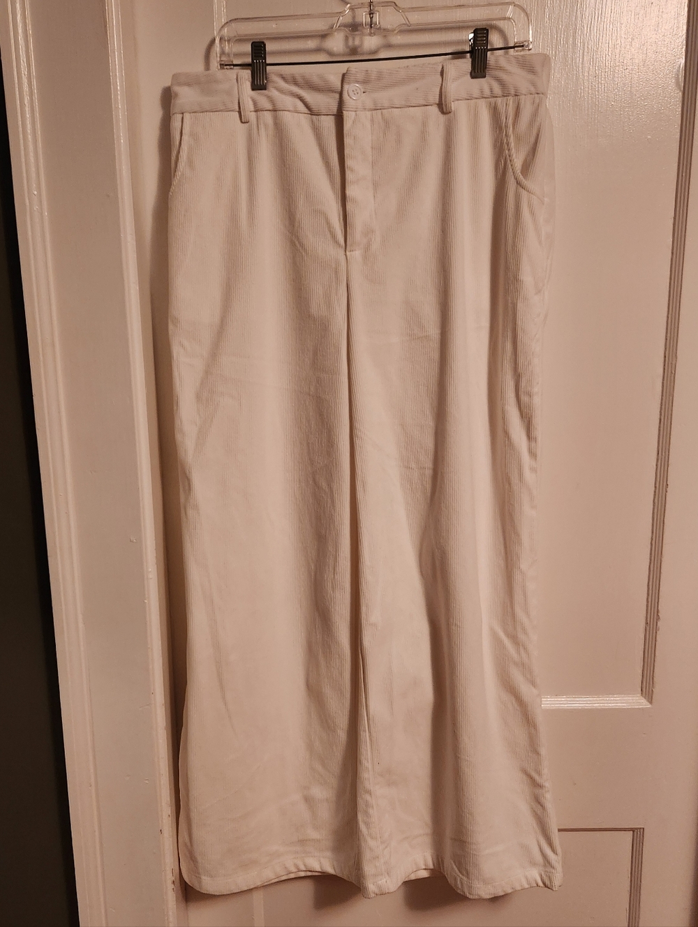 Grapent Elastic Waist Cream Colored Wide Leg Corduroy Pants Women's Size XL